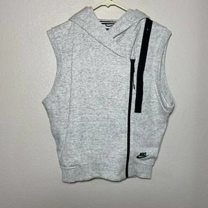 Nike Hoodie Gray Asymemetric Sleeveless Zipper